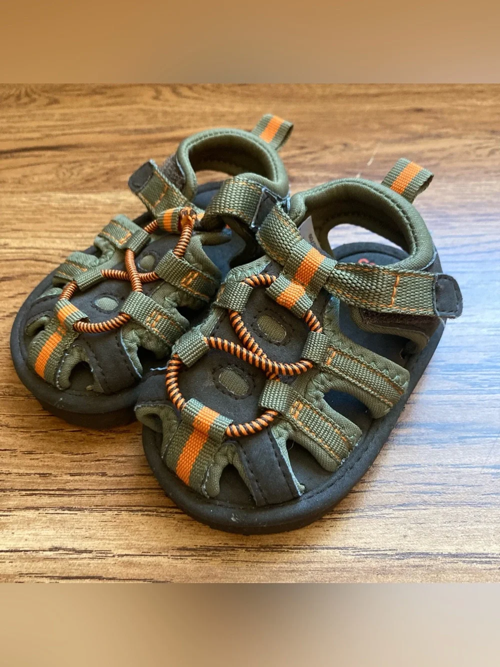 5/$15 Carter’s Baby Olive Green and Orange Sandals 2